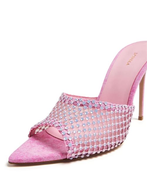 Rose pink leather mesh panelling crystal pump Le Silla | 2340A100R1PPSTB719